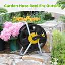 Water Hose Reel Cart, Holds 60-80 Ft of 5/8 Inch Hose, Yellow Wall Mounted Garden Hose Cart, Portable Hose Reel for Convenient Storage and Watering
