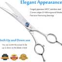 JASON 7" Curved Dog Grooming Scissors, Ergonomic Pets Cats Trimming Shears with Offset Handle and a Jewelled Screw for Right Handed Groomers, Sharp, Comfortable Christmas Gift