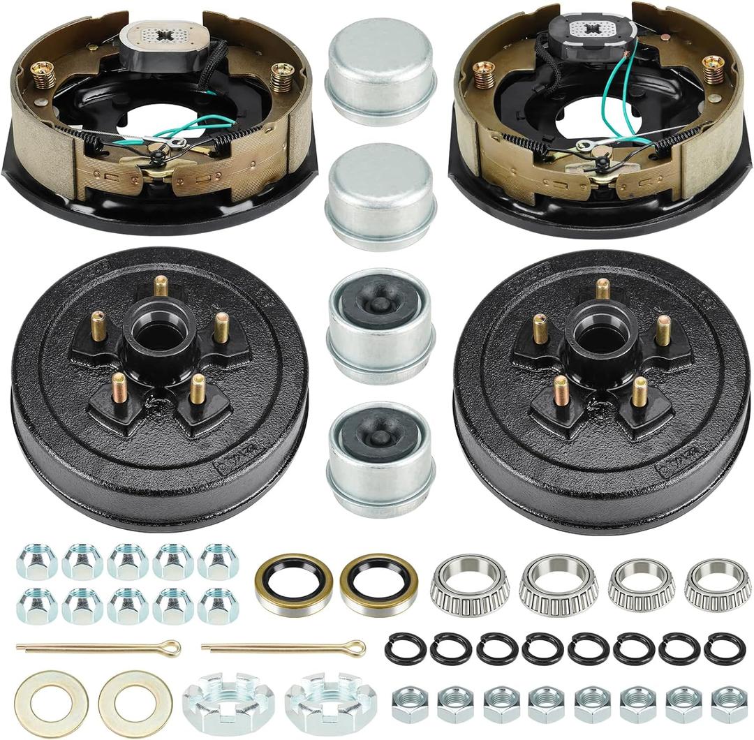5 on 4.5" Bolt Circle Drum Kits w/ 10" x 2-1/4" Left and Right Self-Adjusting Electric Brake for 3,500lbs Trailer Axle