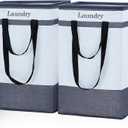 FairyHaus Laundry Basket 78L, 2Pack Laundry Hamper with Easy Carry Handles, Collapsible Laundry Baskets Hampers for Bathroom Clothes Storage Black