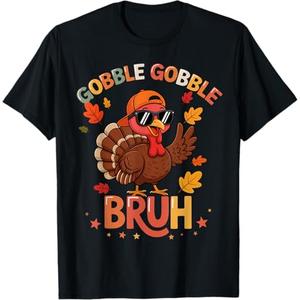 Bruh Funny Thanksgiving Turkey Gobble Shirt Boys Girls Kids T-Shirt, Size S