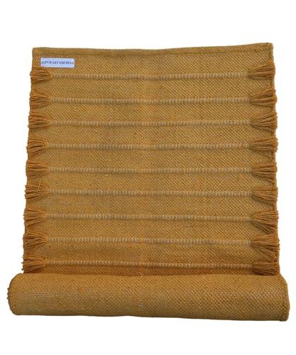 Jaipur art & Rugs Organic Cotton Yoga Mat - Eco-Friendly Hand-Woven Rug - Non Slip & Thick (24”x72”x5mm) for Everyday Fitness at Home - Comfortable Extra-Long (Yellow)