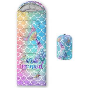 QOOMO Camping Sleeping Bags,3 Season Warm & Cool Weather,Lightweight,Waterproof Sleeping Bags for Adults & Kids,Traveling,and Outdoors,Camping Gear Equipment (Mermaid 5)