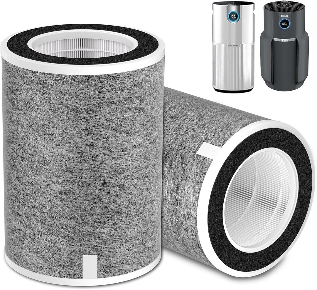 2 Pack HP201 HP302 Replacement Filter Compatible with Shark HP201 HP202 HP232 HP301 HP302 HC502 AP1000 Air Purifier MAX, H13 True HEPA Cleans up to 99.97% Particles, Part# HE2FKBAS, HE2FKBASMB