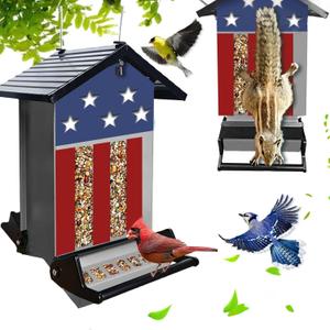 Bird Feeder Squirrel Proof, Hanging Bird Feeders for Outdoors, Large Capacity Weight-Activated Perches Wild Birdfeeder for Blue Jay, Cardinal (Grey, 6Lb) (Gray)