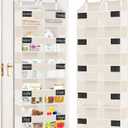 Over the Door Organizer, 5-Tier Extra Large Storage with 10 Pockets and PVC Label Pouches, 80 lbs Capacity Hanging Closet Organizer, Beige