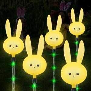 Solar Bunny Stake Lights for Easter Decorations - Set of 3PCS Easter Gifts Decor with Cute Rabbit Lights,Unique Housewarming Outside Gifts,Waterproof Solar Garden Lights for Yard/Lawn/Birthday Decor