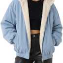 Arssm Womens Winter Coats Hoodie Fleece Lined Reversible Jacket | Warm Jackets for Women, Oversized Jacket, Baggy Jackey, Zip Up Sherpa Coat, Outerwear XL