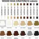 Wood Filler Sticks,12colors Wood Wax Crayons for Repairing Scratches, Scuffs, Cracks, and Nail Holes on Wood Furniture, Floors, Cabinets, Tables, and Doors
