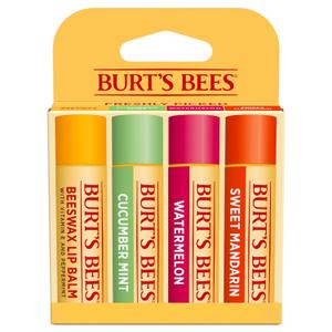 Burt's Bees Lip Balm - Original Beeswax, Cucumber Mint, Watermelon & Sweet Mandarin, With Responsibly Sourced Beeswax, Tint-Free, Natural Origin Treatment, 4 Tubes, 0.15 oz.