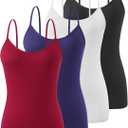 Air Curvey 4 Pack Camisole Tops for Women Basic Undershirt Tanks Adjustable Spaghetti Straps Camis Seamless Soft Layering Top (XL)