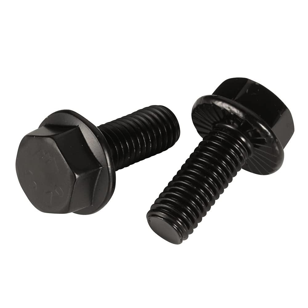 M6 x 12mm Flanged Hex Head Bolts Flange Hexagon Screws, Alloy Steel 10.9 Class, Black Oxide Finish, Fully Threaded, 25 PCS