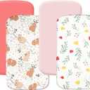 4 Pack Bassinet Sheets 21" x 35", Compatible with Amke, Ezebaby, Evolur Stellar and Mereryi Baby Bassinet, Soft and Skin-Friendly, Pink and Rabbit