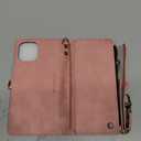 Defencase Compatible with iPhone 12 Pro Max Case Wallet with RFID Blocking Card Holder for Women Men, PU Leather Magnetic Snap Flip Zipper Strap Wallet Phone Case Fit for iPhone 12 Pro Max, Rose Pink