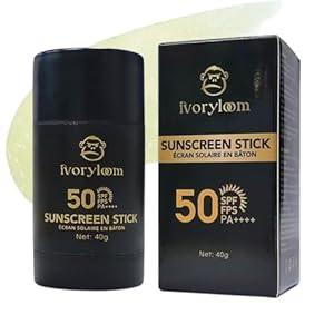 3 x Ivoryloom Sunscreen Stick SPF 50 | Broad Spectrum UVA/UVB Protection | Zinc Oxide | Camellia, Wormwood, Beeswax, Vitamins A, C & E | Perfect For DRY SKIN | Organic | Water Resistant |1.41 OZ