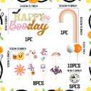 JeVenis Groovy Hippie Halloween Birthday Decorations Happy Boo Day Spooky Cake Toppers Halloween Party Decor Boho Ghost Bday Decor for Girls' Birthday