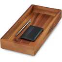 Demigo Acacia Wood Valet Tray & Catchall - 12.2x6 Inch Organizer for Nightstand, Entryway, Dresser - Holds Keys, Wallet, Phone, Jewelry (Brown)