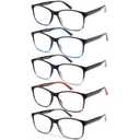 MOZVND 5 Pack Blue Light Blocking Reading Glasses for Men with Spring Hinge 4.0 Fashion Large Wide Computer Readers for Men (1 bag and cleaner)
