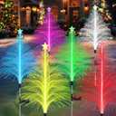 Solar Christmas Decorations, 6 Pack 38.5 Inch 7 Color Changing Jellyfish Lights with 5 Layer Optical Fiber Solar Flower Lights for Outdoor Xmas Yard Garden Pathway Decor