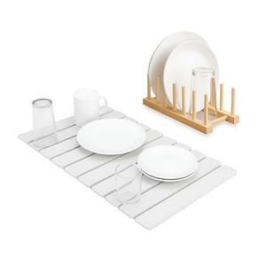 Stone Dish Drying Mat – Large 24×16 Quick Dry Stone Mat Kitchen, Diatomaceous Earth Dish Drying Mat for Kitchen Counter with Wooden Drying Rack, Fast Drying Stone Mat, Eco-Friendly & Super Absorbent