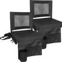 Stadium Seats for Bleachers with Back Support, Bleacher Chairs with Backs and Cushion Wide, Portable Folding Seats with Magnetic Bottom Strips, Includes Shoulder Strap - Black (2, Black)