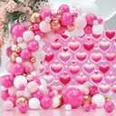 2 x Pink Heart Photo Backdrop Valentine's Day Retro Heart Early 2000s 90s Glitter Love Photography Background Adults Kids Valentine Y2K Old School Birthday Party Decor Banner Photo Props (Pink, 7x5FT)