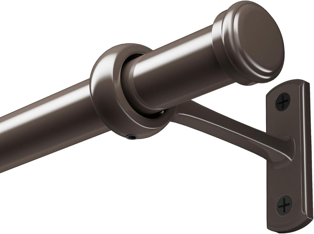 Curtain Rod 72-144 Inch, 1" Diameter Curtain Rods for Windows, Heavy Duty Long Drapery Rod with Brackets for Bedroom, Living Room, Kitchen, Patio(Bronze)