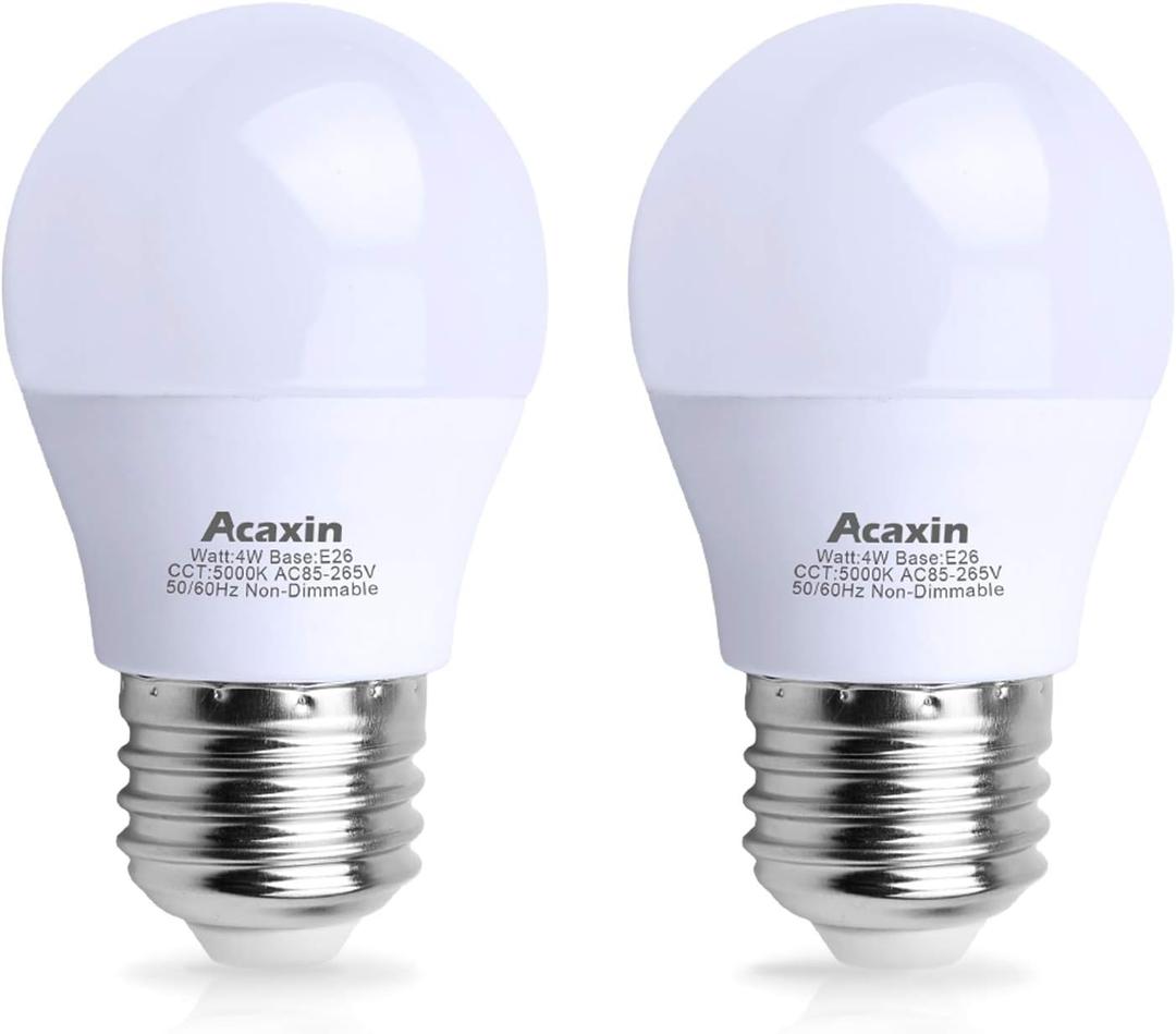 Acaxin LED Refrigerator Light Bulb 4W 40Watt Equivalent, Waterproof Fridge Bulbs Replacement for Frigidaire, Freezer Bulb IP54, 120V E26 Daylight White 5000K 400 Lumen, A15 Appliance Bulb
