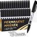Permanent Markers Ultra Fine Tip, 30 Pack Black Quick-Drying and Fade-Resistant Permanent Markers Bulk Set for Writing and Drawing on Wood, Plastic, Metal, Glass, Ideal for Office School Supplies