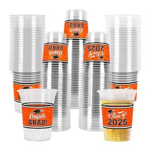 Class of 2024 Celebration - 100 Pcs 16oz Orange Graduation Plastic Cups for Graduation Party | Sturdy & Durable Drinkware for Grad Festivities | Essential Graduation Party Supplies & Decorations