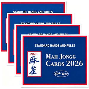 4 Pcs Mah Jong Cards 2026 Office Revision Standard Print American Mah Jong Card (Blue)