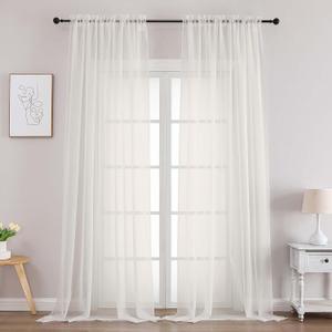 Chyhomenyc Extra Long Ivory Sheer Curtains 120 Inches Long 2 Panels, Light Filtering Ivory Curtains for Living Room, Soft Gentle Voile Rod Pocket Bedroom Window Drapes, 59Wx120L Inch, 10FT, 2PCS