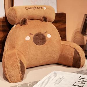 Sexysamba Bed Rest Reading Pillow - Kawaii Soft Lumbar Pillows Rest Cushion with Washable Cover, Bedrest Pillow with Arms for Sitting in Bed, Relaxing, Watching TV, Gaming, Cars - Capybara,Small