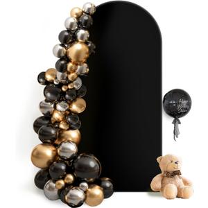 Hemmotop 6 ft Black Arch Cover (No Arch Backdrop Stand), 2-Sided Spandex Arch Covers Stretchy Backdrop, for Wedding, Baby Shower, Birthday Party Decoration,6x2.6 ft (HxW), Black