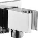 Chrome Wall Supply Elbow with Hand Shower Holder, Keymark Brass Square 1/2Shower Hose Connector, Wall Mount Drop Ell Union Water Outlet