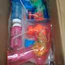 6 Pcs Bubble Shooter LED Light up(no Batteries Needed), Wind up Operated Bubbles Blaster Blower with Bottle Solutions, Bubble Blowing Toy kit for Kid Boy and Girl Outdoor Summer Game Party Favor