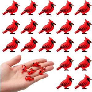 Cinnvoice 60 Pcs Christmas Mini Cardinal Figurine Ornament Christmas Red Bird Miniature Decoration Mini Resin Crafts Charms Figurines for Xmas DIY Craft Hairpin Home Kitchen Party Decor