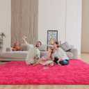 8x10 Area Rugs for Living Room, Fluffy Large Rugs for Bedroom, Soft Shag Fuzzy Non-Slip Carpet for Kids Boys and Girls Nursery Room Dorm Indoor Home Decor (Hot Pink, 8ft x 10ft)