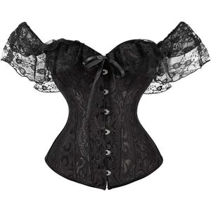 Women's Bustier Corset Top Satin Floral Boned Overbust Body Shaper Bustier Sexy Waist Push Up Shapewear Lingerie S 