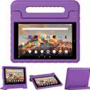 for Amazon Fire hd 10 Tablet case Kids 5th/7th/9th Generation 2015/2017/2019 Released, Shockproof Lightweight Protective Cover with Portable Handle Stand for Boys Girls, Purple