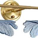 2 light bathroom vanity light gold brass wall sconce with Blue Flower Glass Shade mid century wall light vintage wall sconce art deco Bathroom Lights Over Mirror for Bedroom Hallway Living Room (Blue)