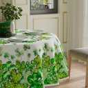 XCHI Watercolor Dots Green Shamrocks Clovers St. Patrick's Day Tablecloth Round Table Cloth Washable Table Covers for Indoor Dining Home Party Decorations 60x60 Inch