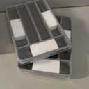 2 x Kitsure Cutlery Drawer Organiser for Kitchen - Adjustable Cutlery Tray for Effortless Utensil Sorting, Versatile Kitchen Storage & Organisation Solution, 12.13" x 1.54" x 8.07"~13.90", Grey (Medium)