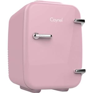 CAYNEL Mini Fridge Portable Thermoelectric 4 Liter Cooler and Warmer for Skincare, Eco Friendly Beauty Fridge For Foods,Medications, Cosmetics, Breast Milk, Medications Home and Travel (Pink)