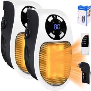 Elon Musk Ultra Air Heater, Plug in Heater 500W, Space Heaters for Indoor Use, Portable Heater with Thermal Protection, Quiet Small Space Heater with Timer for Bedroom, Bathroom - 2 Pieces