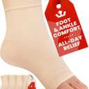 KEMFORD Ankle Compression Sleeve - 2-Pairs, Plantar Fasciitis Braces - Open Toe Compression Socks for Swelling, Sprain, Neuropathy, Foot Arch Support for Men and Women - 20-30mmhg, L, Beige