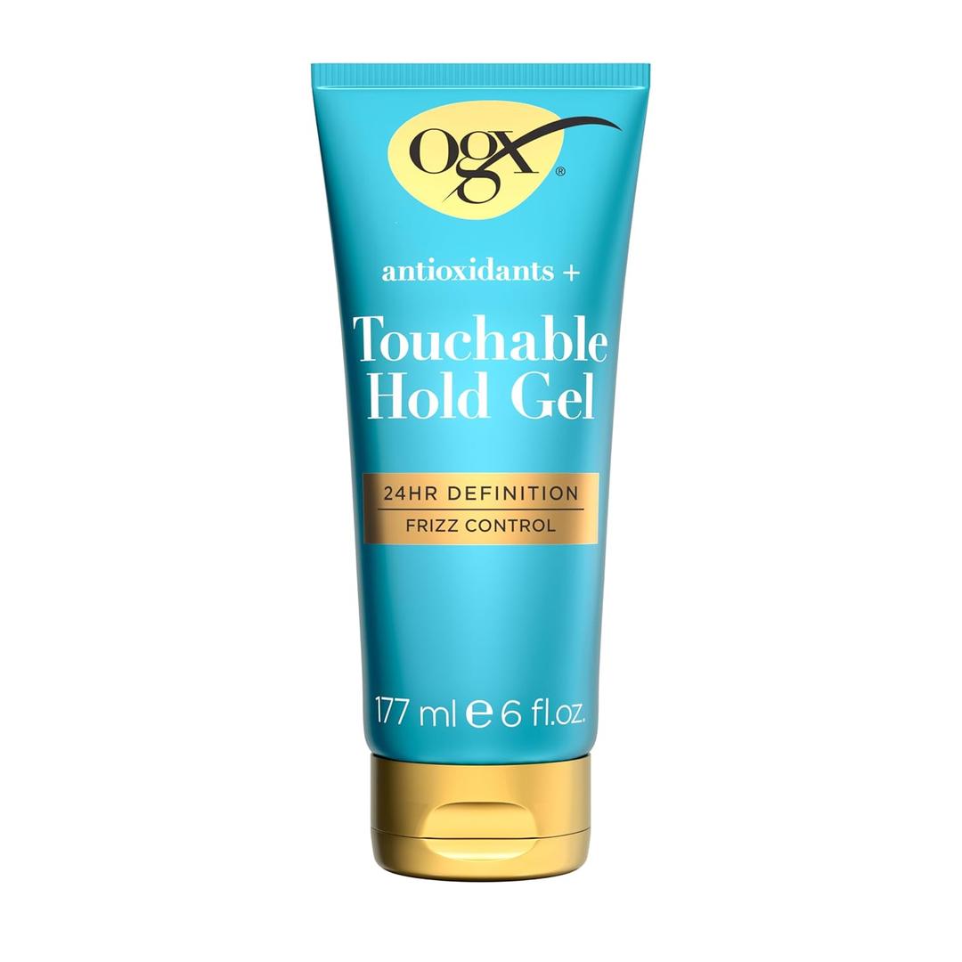 OGX Antioxidants + Touchable Hold Gel, Medium Hold Hair Styling Gel for 24 Hour Definition & Frizz Control, Anti-Humidity Hair Gel with a Soft, Non-Sticky Texture, Paraben-Free, 6 fl. oz