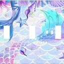 Mermaid Girl Light Switch Cover Plates Decorative 3 Gang Triple Toggle Wall Plate Electrical Switchpalte Faceplate for Kid Bedroom Home Bathroom Decor 6.4" x 4.5" (Mermaid Scales Ocean)