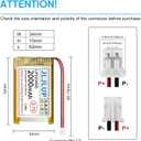 2Pcs 3.7V Lipo Battery 2000mAh Rechargeable Lithium Polymer Batteries Pack with PH 2.0mm Connector Integrated Protection Circuit for Arduino ESP32 Development Board for Speaker Wireless Device