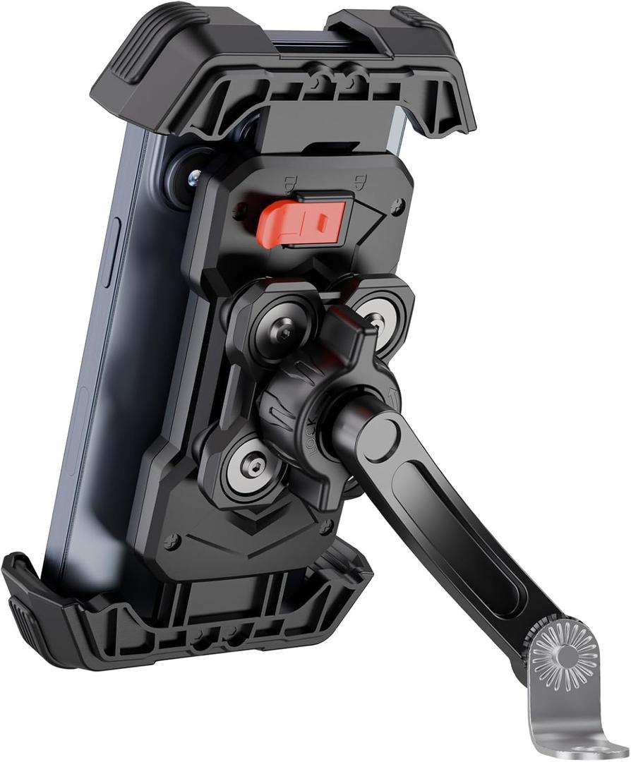 Motorcycle Phone Mount Holder 2025 [Dual Vibration Dampener] - Phone Holder for Motorcycle Rearview Mirror with 360 Rotation for iPhone 16/15/ 14/13 Pro Max, 4.5-7.2 Inch Smartphone (Grey)